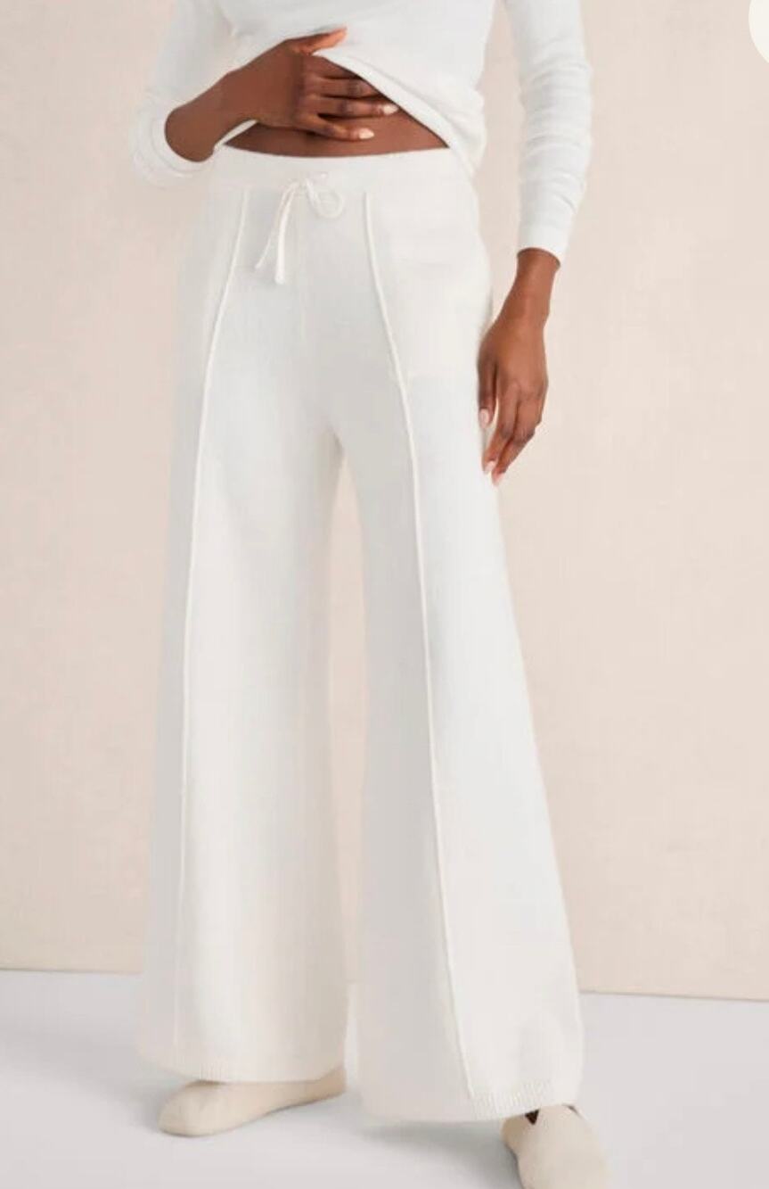 Haven Well Within Organic Cotton Pintuck Wide Leg Sweater Knit Lounge Pants S